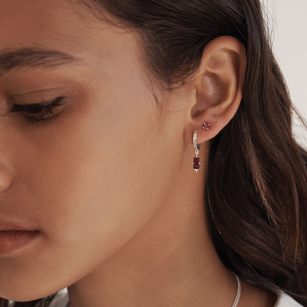 3mm Pink Rhodolite Single Stud - Murkani