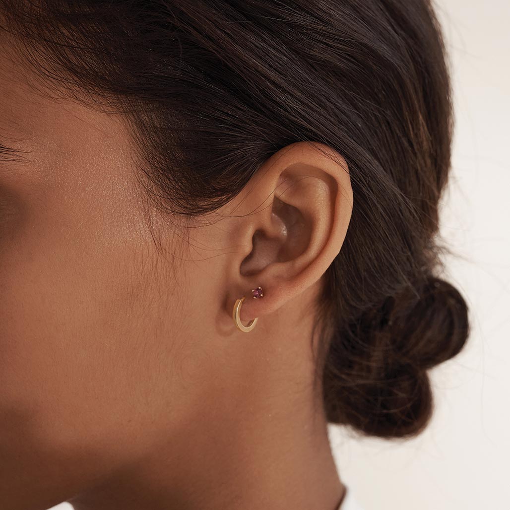 3mm Pink Rhodolite Single Stud - Murkani