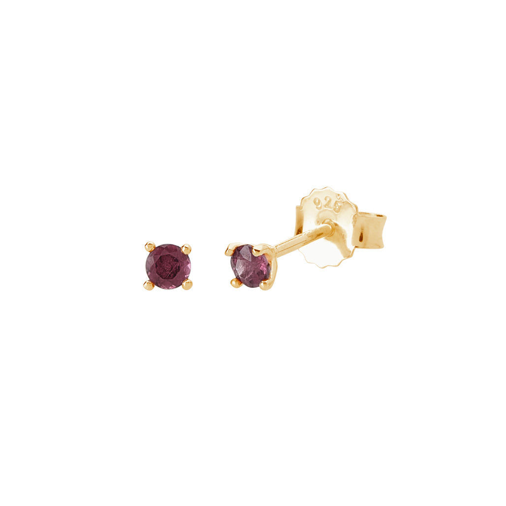 3mm Pink Rhodolite Single Stud - Murkani