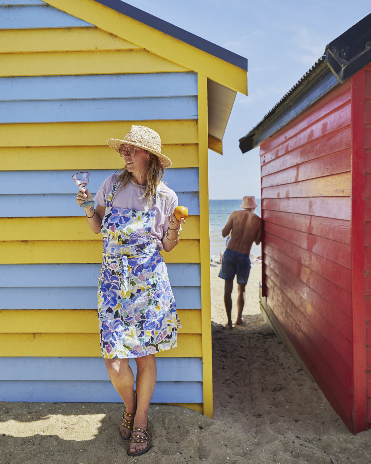 Frangipani Linen Apron - Kip&Co X Ken Done