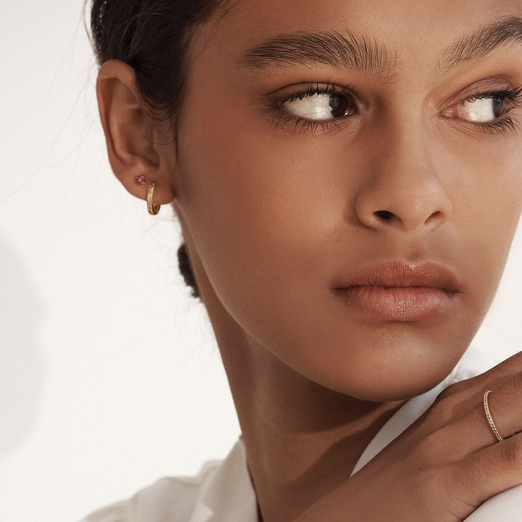 3mm Pink Rhodolite Single Stud - Murkani