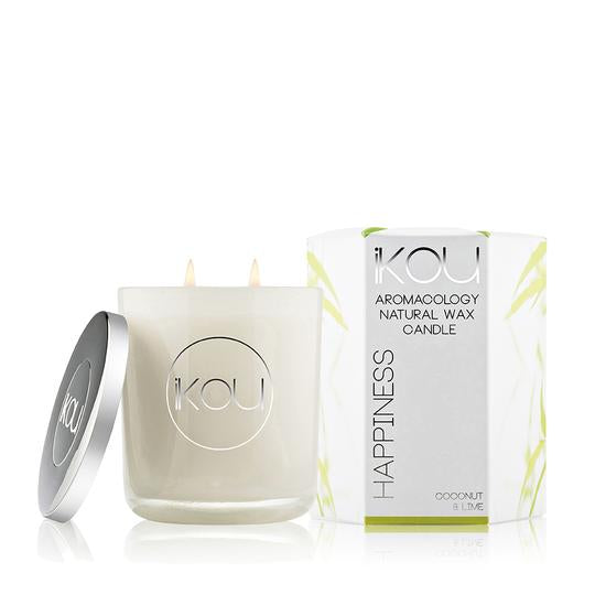 Happiness Large Glass Candle