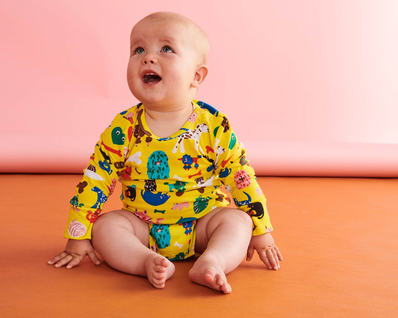 Cats & Dogs Organic LS Romper - Kip&Co