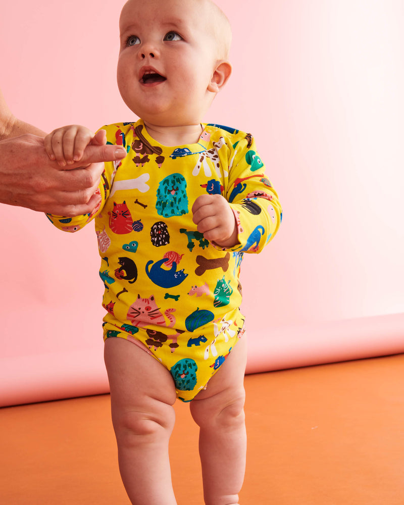 Cats & Dogs Organic LS Romper - Kip&Co