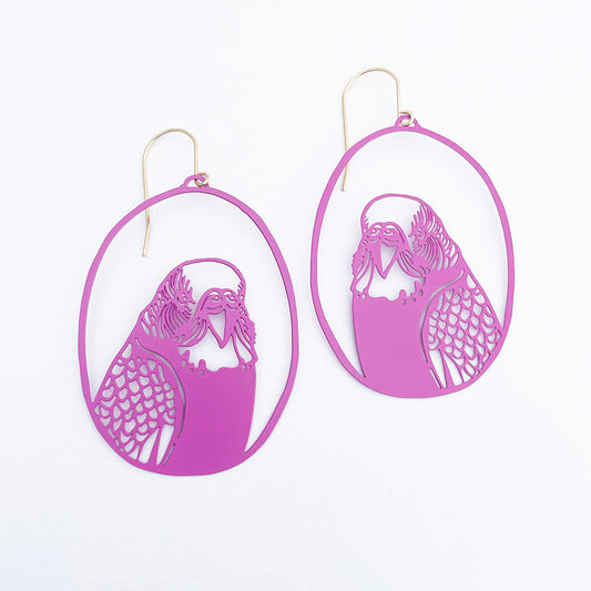 Budgies in Hot Pink Dangles- Dnez