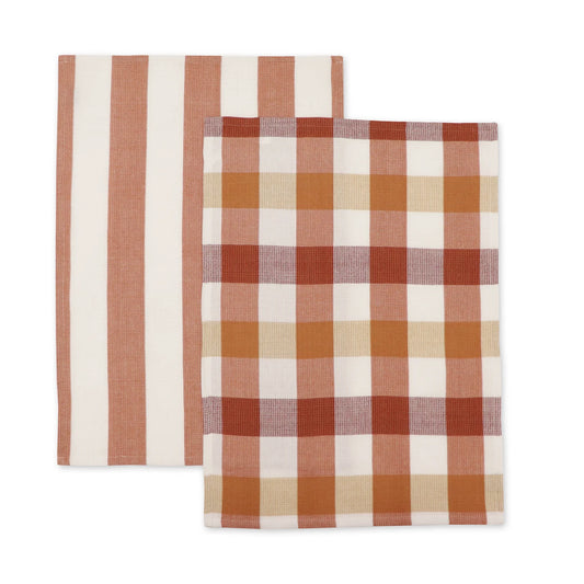 Waffle Terracotta Teatowel Pack 2