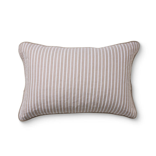 Sinclair Coffee Stripe Quilted Pillow Case Set 2