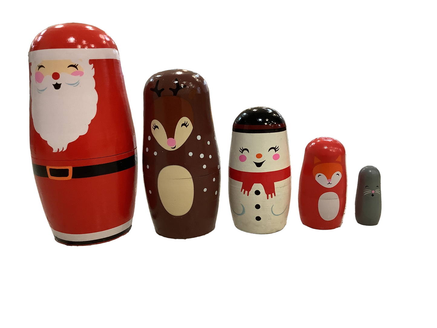 Set of 5 Xmas Russian Dolls