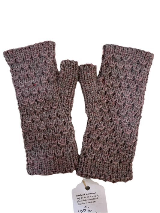 Pink and Grey Fingerless Gloves - Pat Dalton