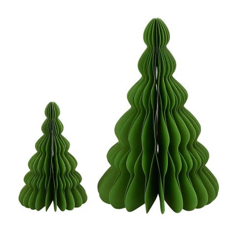Set of 2 Curved Paper Tree Green