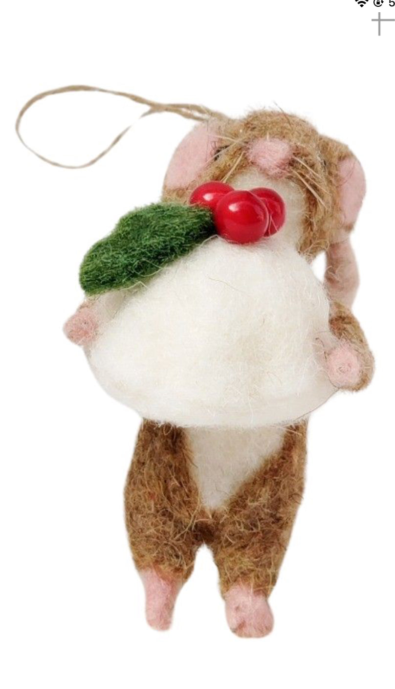 Mouse Feast Holding Lollipop & Pudding Hanging Decorations