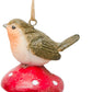 Bird & Squirrel on Toadstool Resin Hanging Decoration