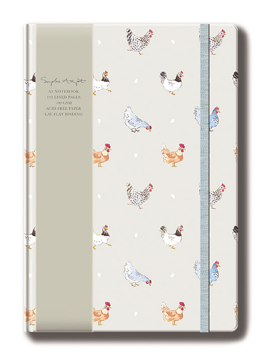 Sophie Allport A5 Hard Cover Notebook-Chickens