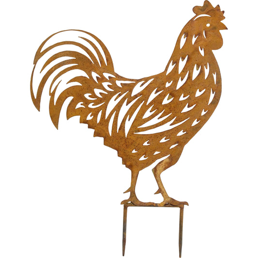 Garden Stake Rooster Lge