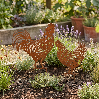 Garden Stake Rooster Lge
