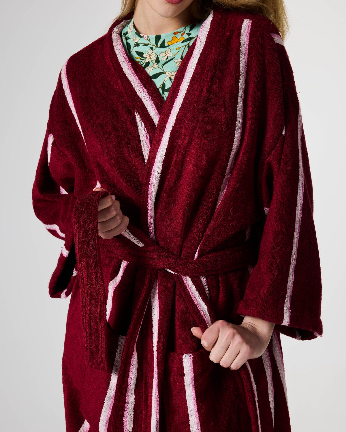 Ruby Rose Stripe Bamboo Terry Bath Robe