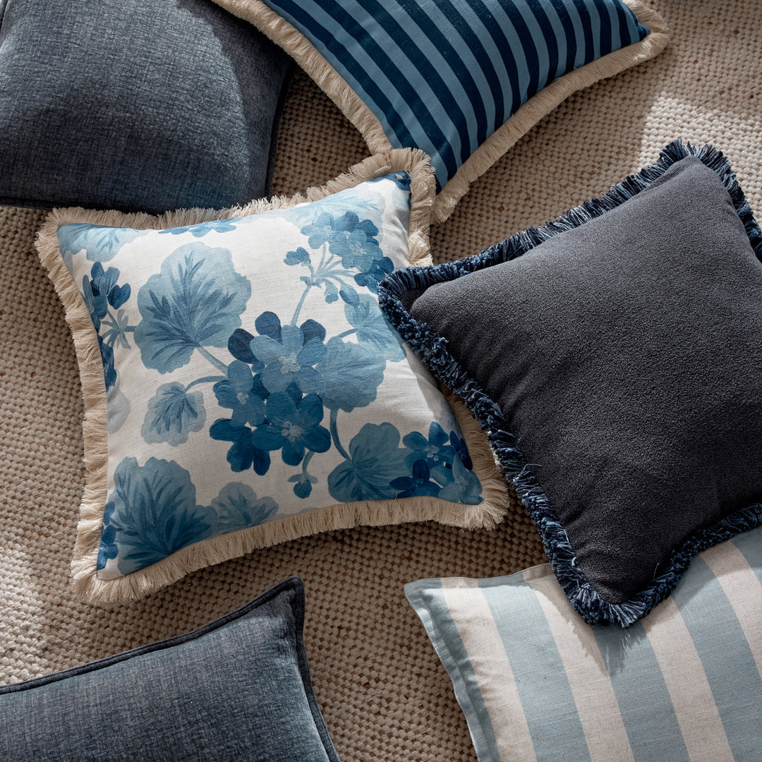 Margot Navy Fringe Cushion