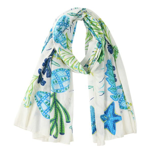 Marine Cotton Blue Scarf