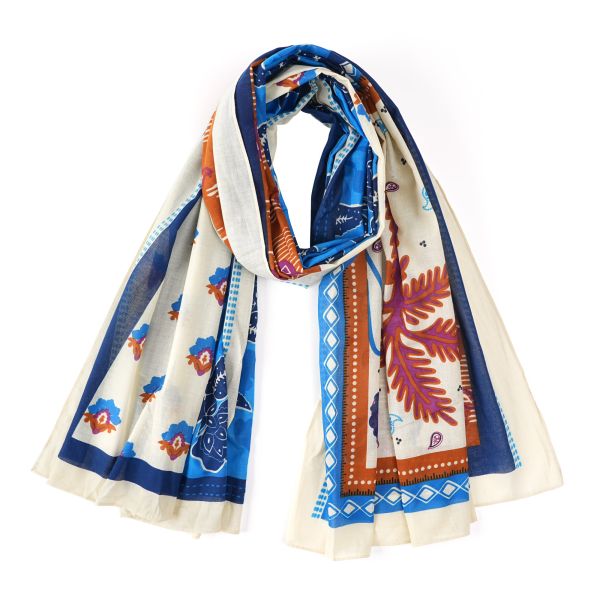 Palm Cotton Blue Scarf
