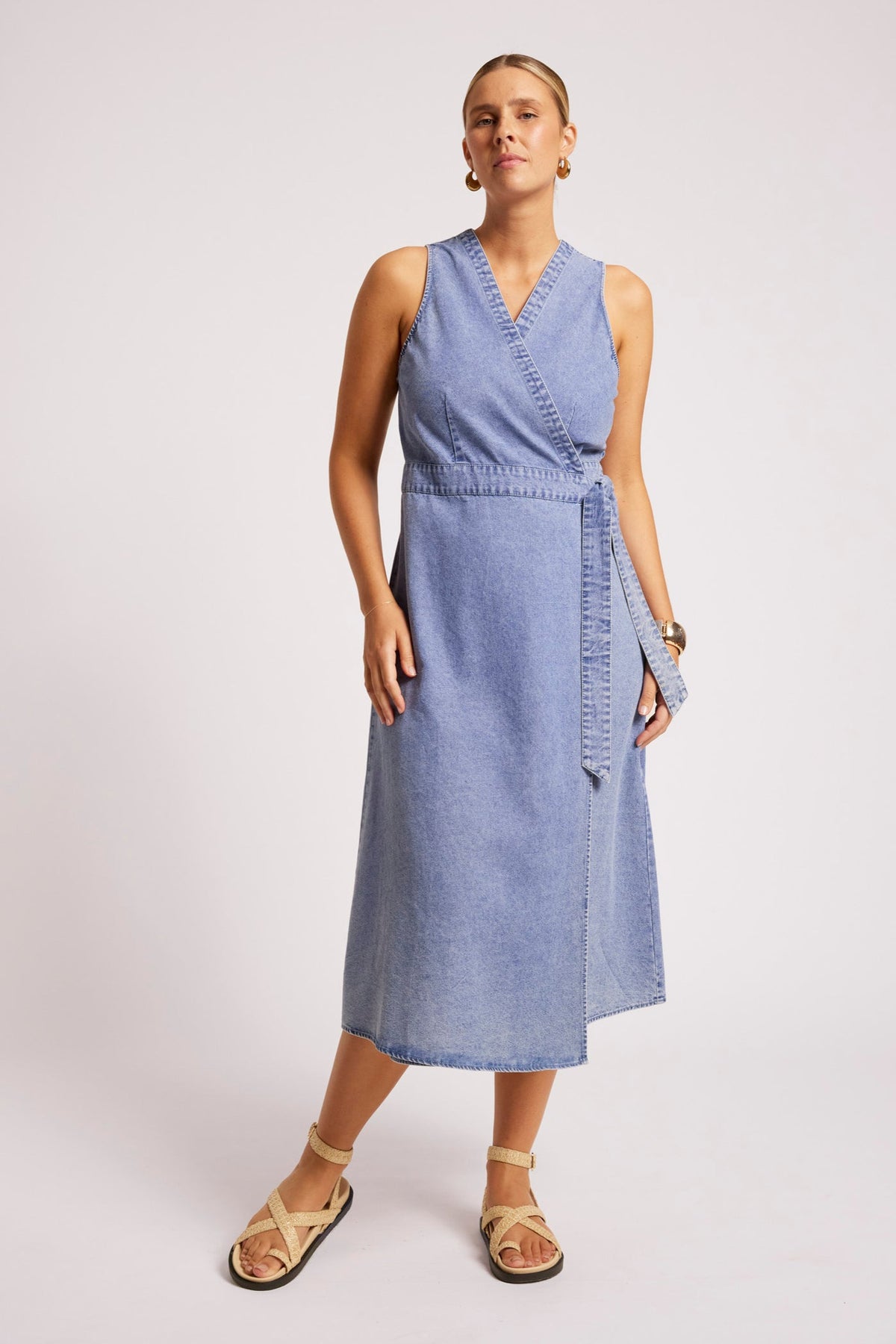 Dusk Denim Wrap Dress