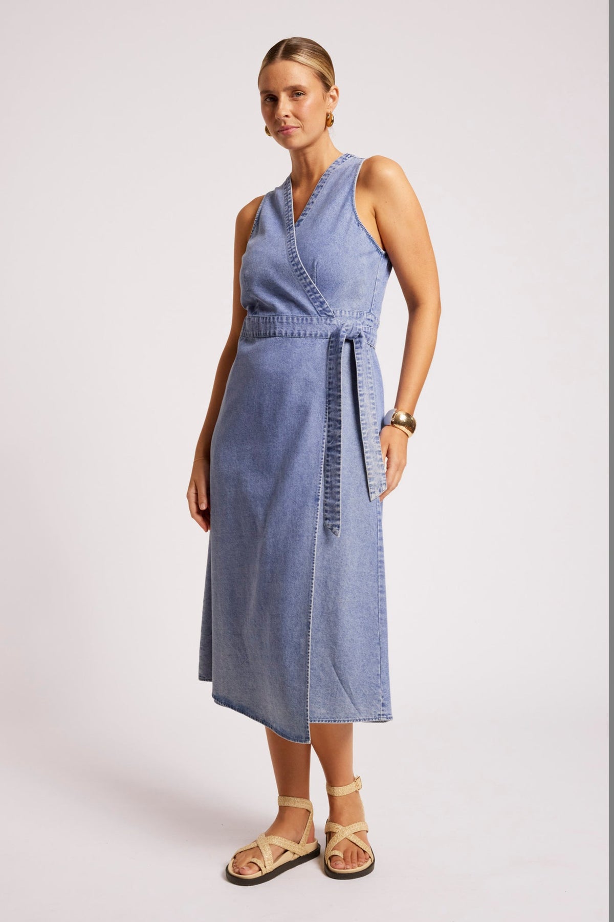 Dusk Denim Wrap Dress