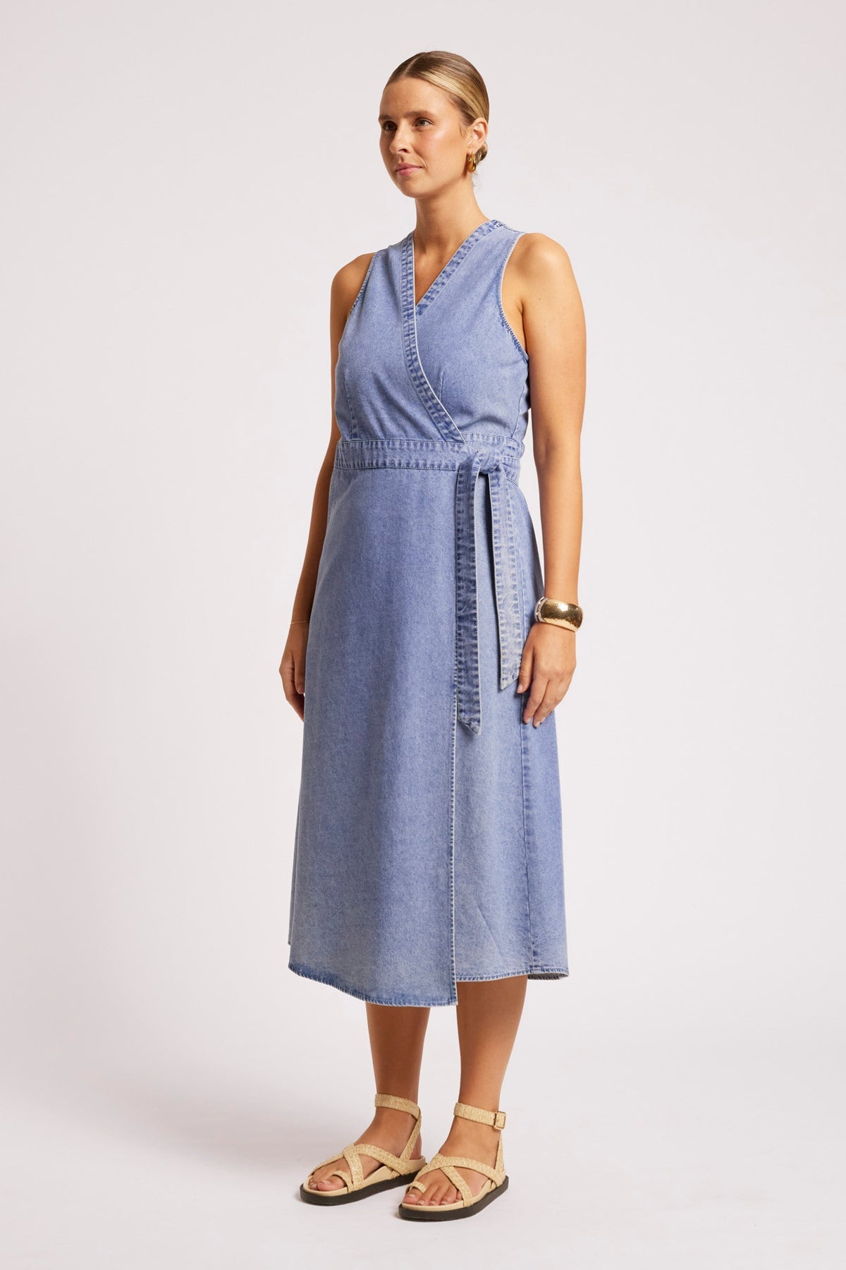 Dusk Denim Wrap Dress
