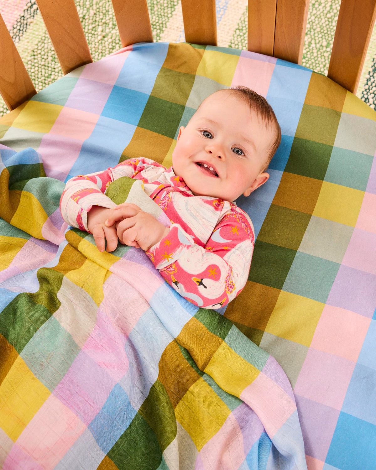 Sorbet Tartan Bamboo Swaddle