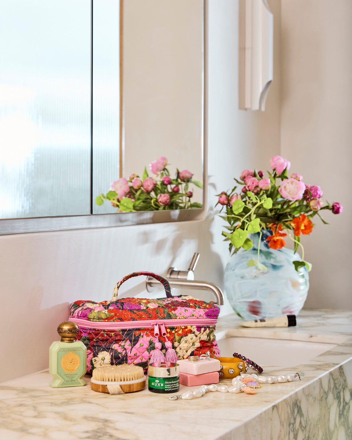 Bush Blossom Quilted Cotton Toiletry Case