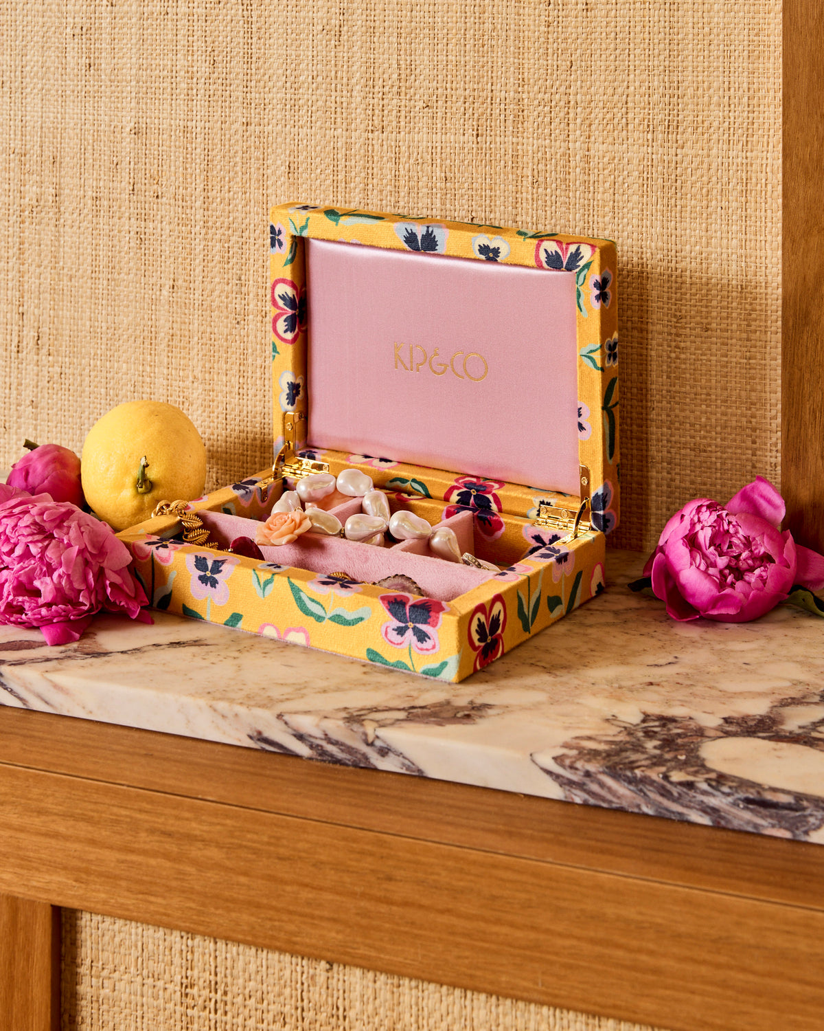 Pretty Pansy Velvet Jewellery Box Small