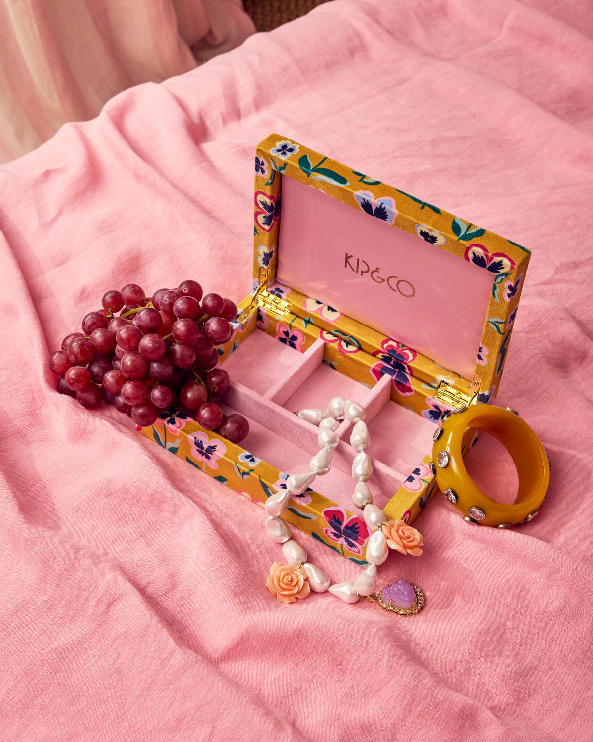 Pretty Pansy Velvet Jewellery Box Small