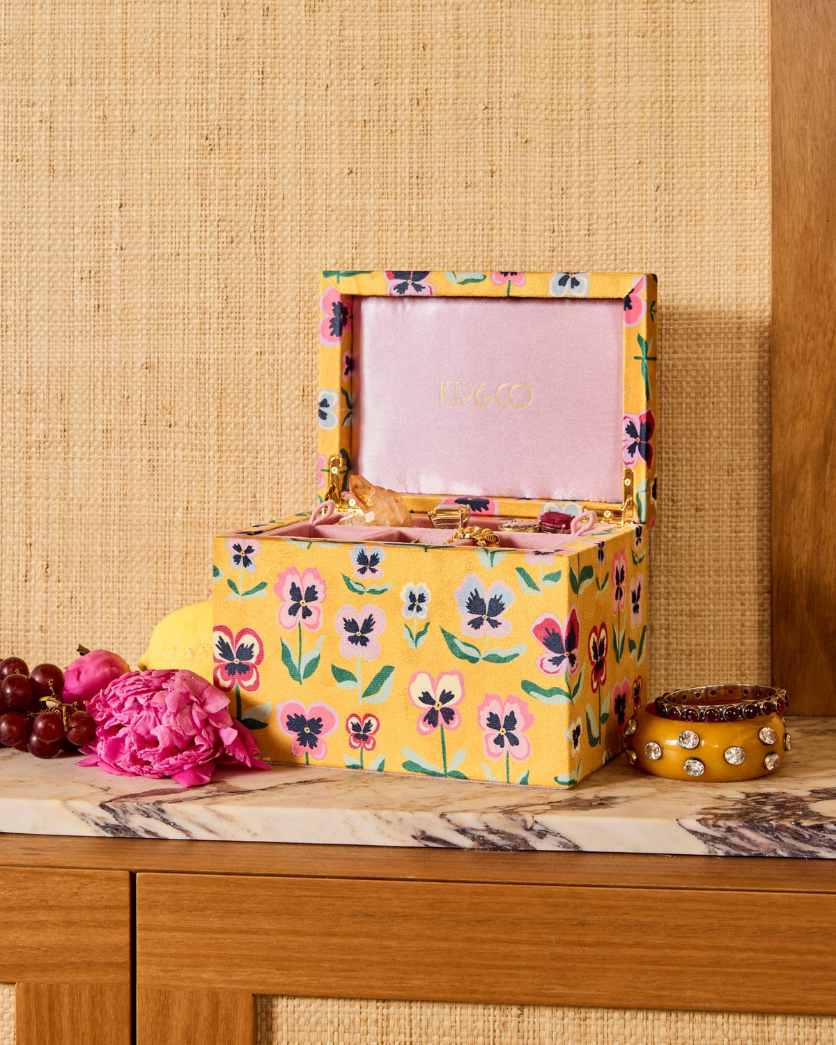 Pretty Pansy Velvet Jewellery Box Large