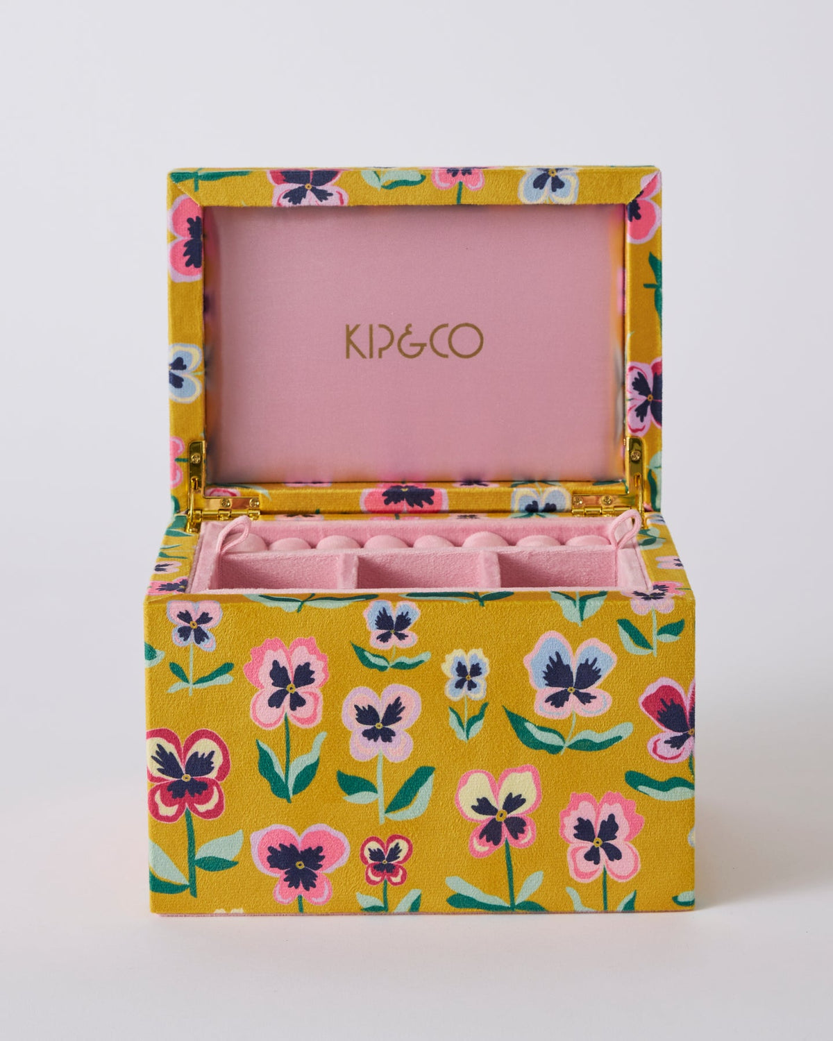 Pretty Pansy Velvet Jewellery Box Large
