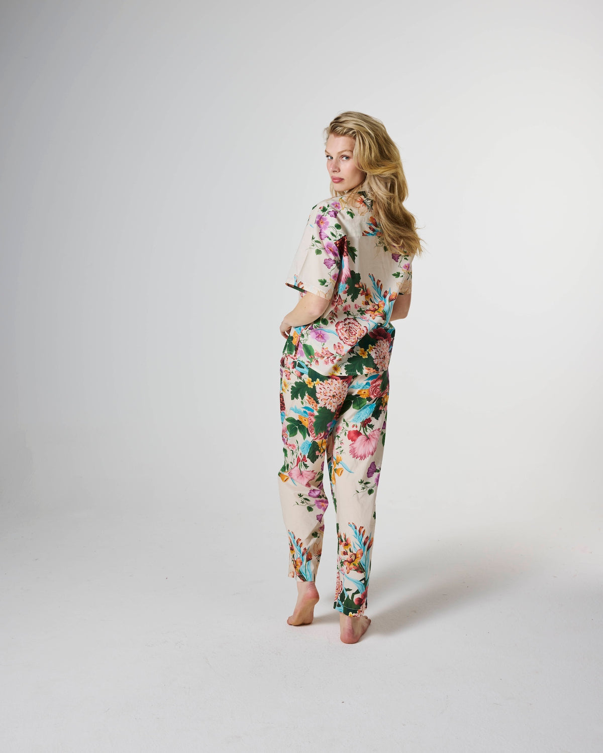 Belle Floral Adult Organic Cotton short Sleeve Shirt & Pant Pyjama Set