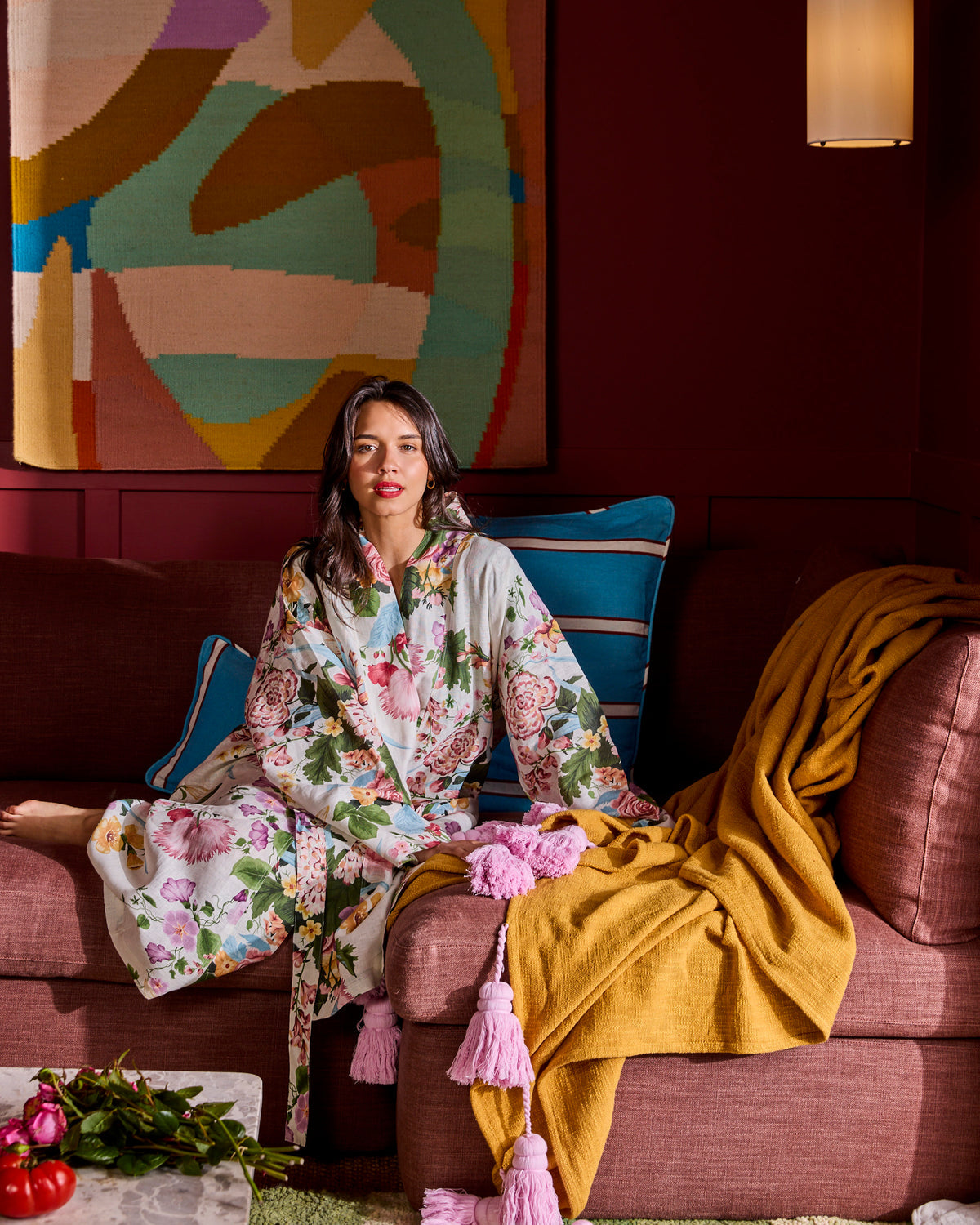 Belle Floral Linen Robe