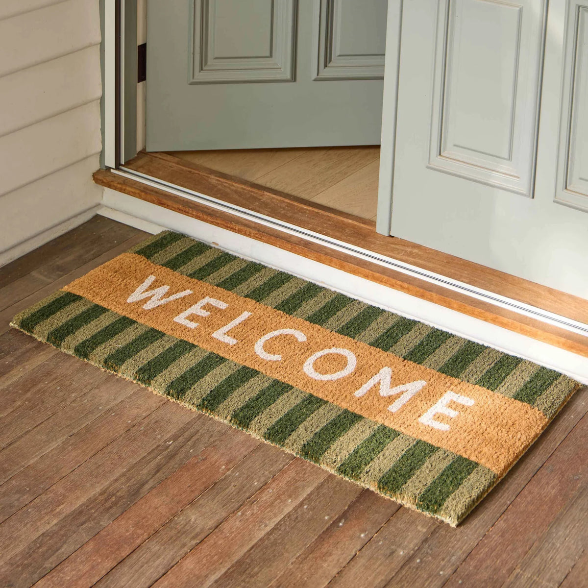 Coir Door Welcome Mat - Green