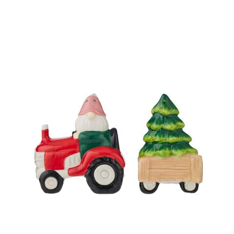 Merry Tractor with Tree Salt & Pepper Set