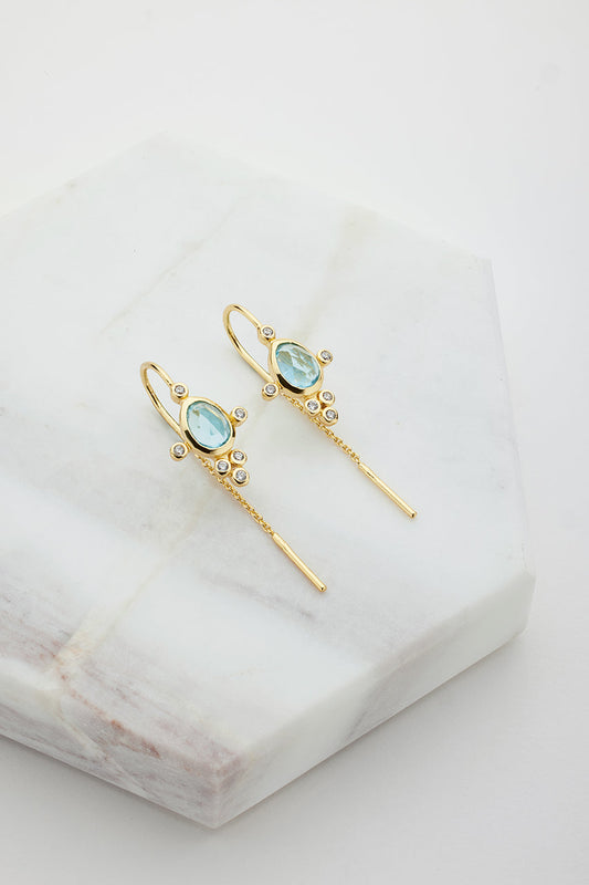 Gabi Thread Earring Blue Topaz