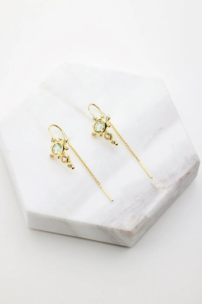 Darcy Thread Earring Green Amethyst