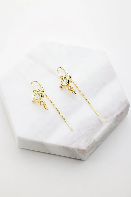 Darcy Thread Earring Green Amethyst