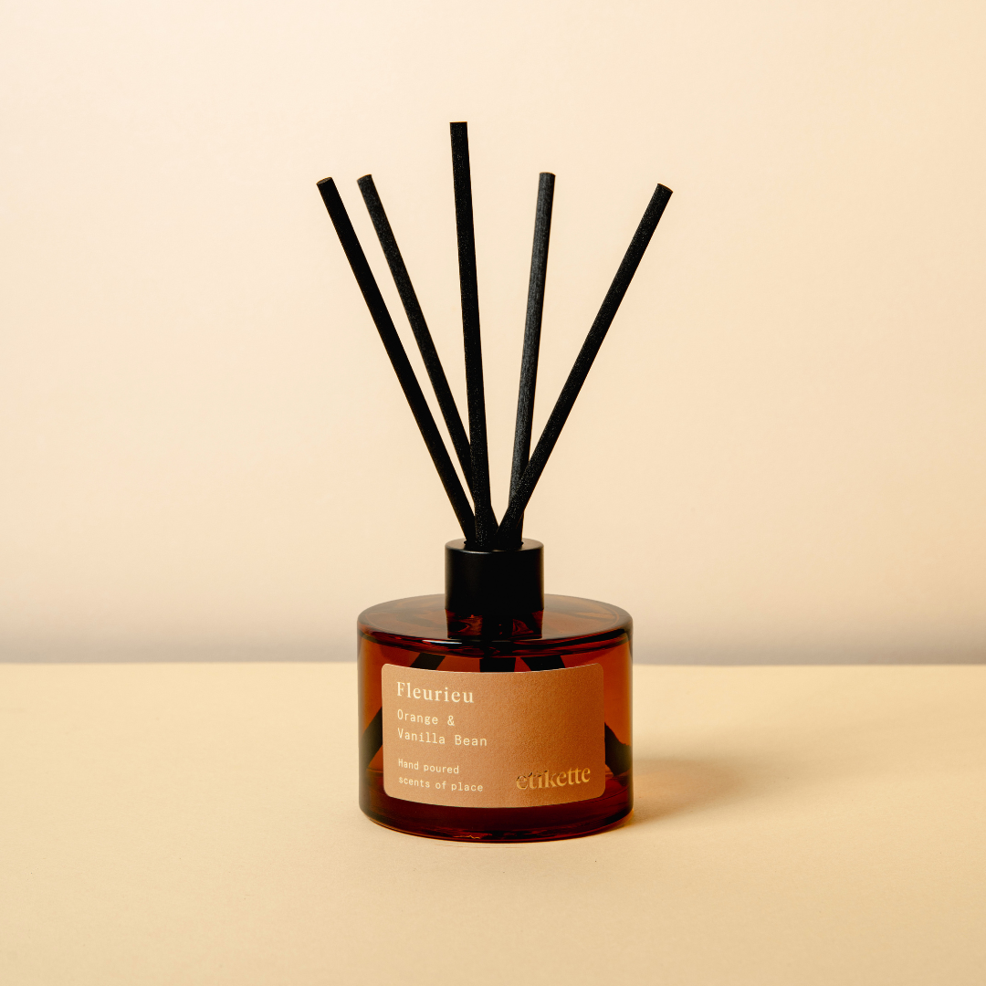 Fleurieu in Orange & Vanilla Bean Eco Reed Diffuser - etikette