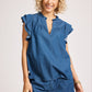 Melenia Denim Frill Top