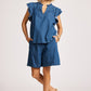 Melenia Denim Frill Top