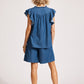 Melenia Denim Frill Top