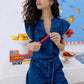 Melenia Denim Frill Top