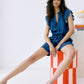 Melenia Denim Frill Top