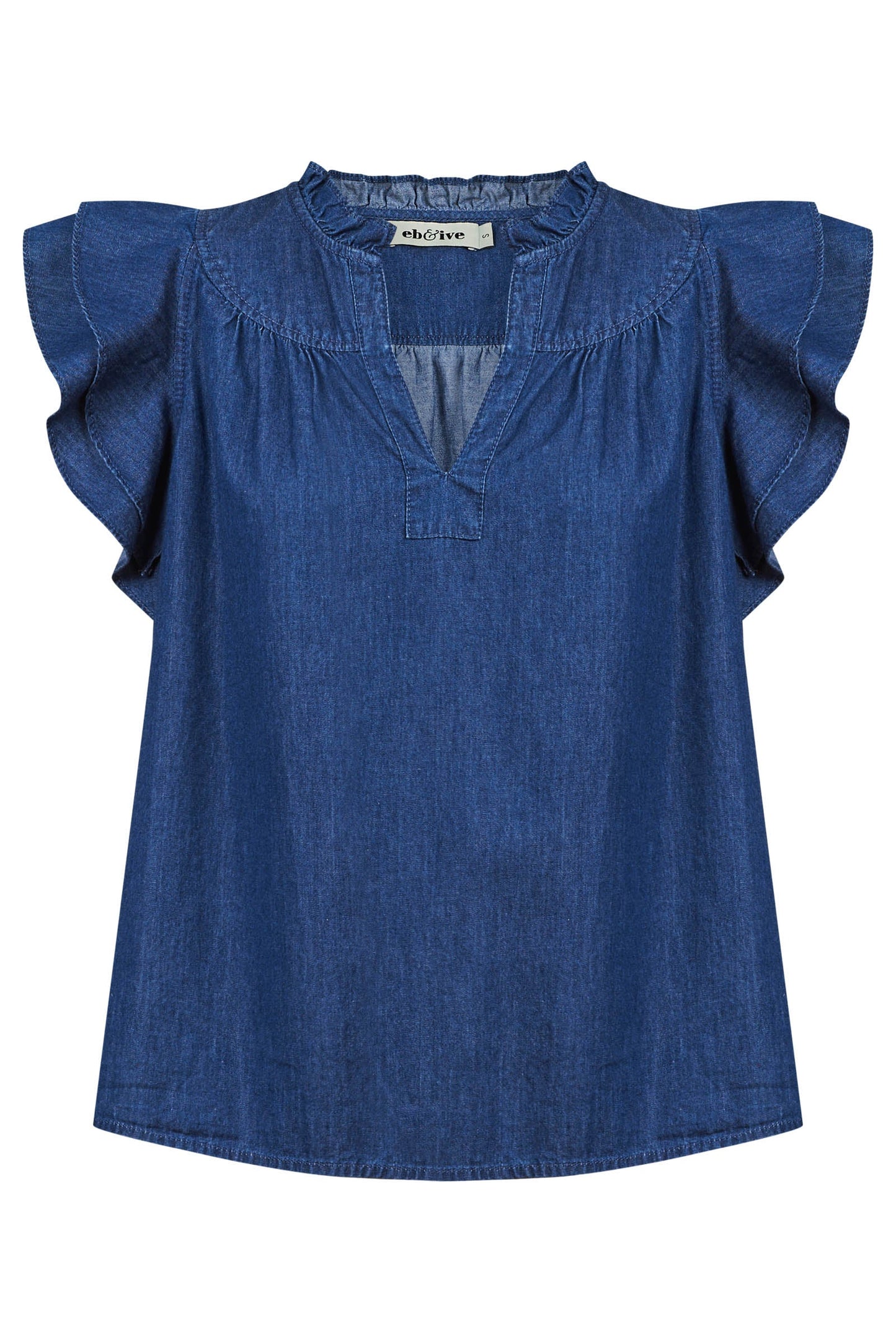 Melenia Denim Frill Top