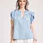 Melenia Denim Frill Top