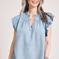 Melenia Denim Frill Top