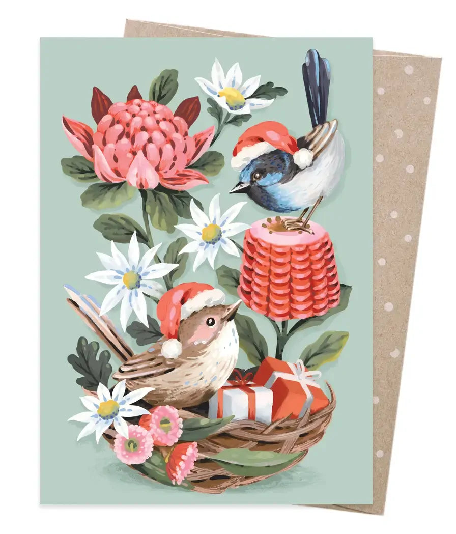 Festive Wrens Greeting Card