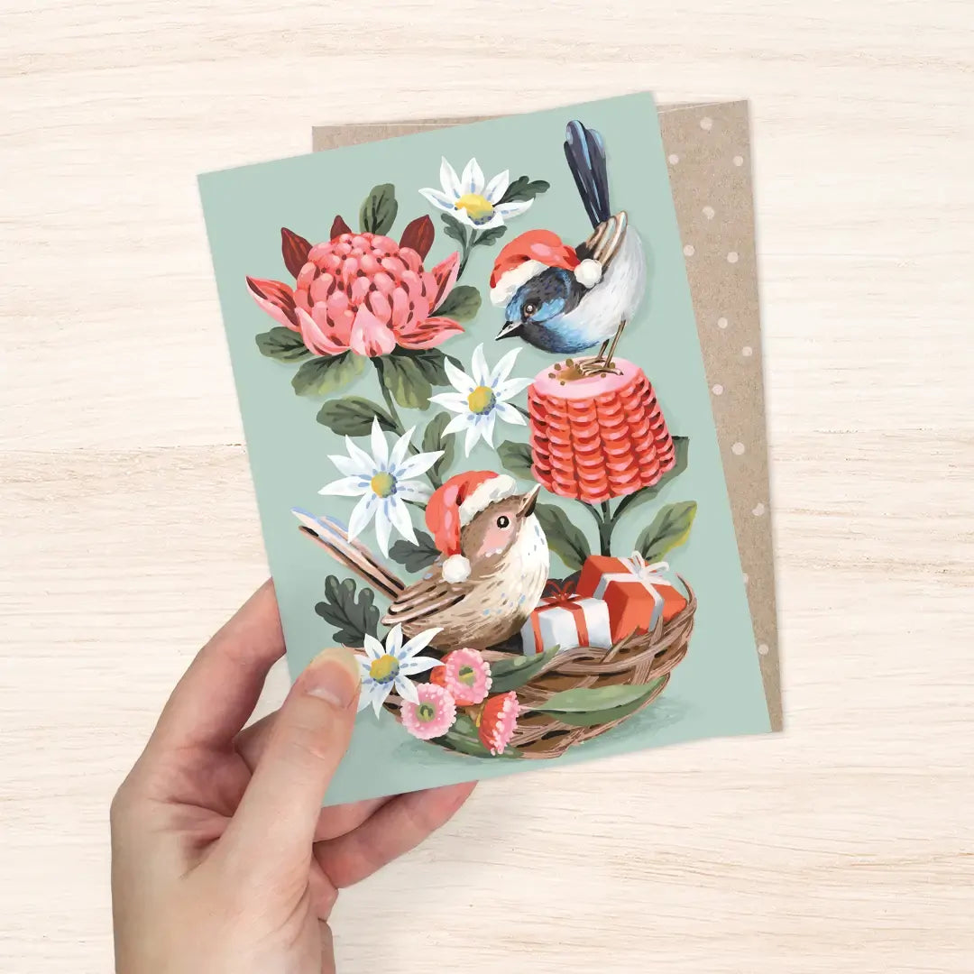 Festive Wrens Greeting Card